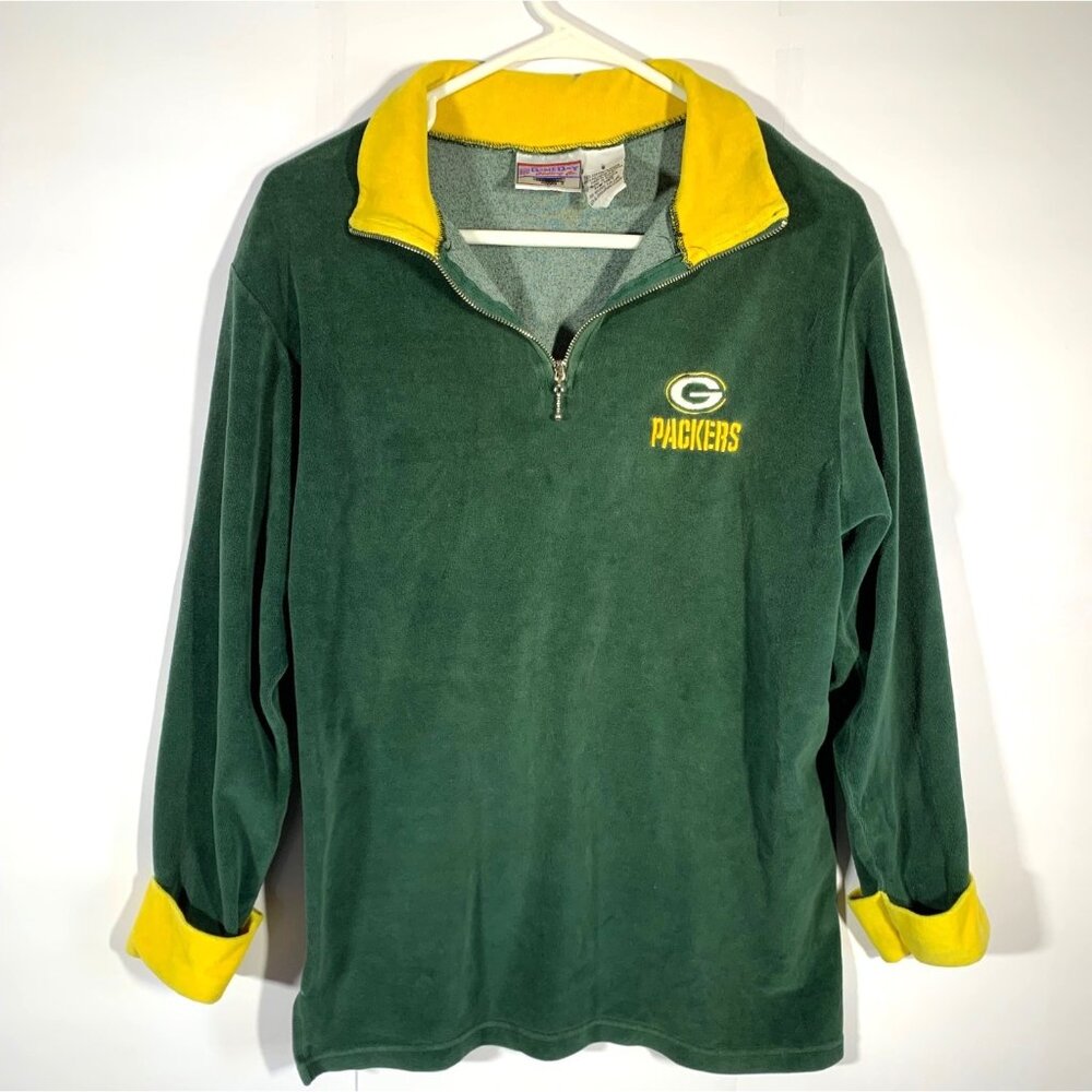 Vintage Green Bay Packers Fleece Quarter Zip Pullover Mens Small NFL Y2K